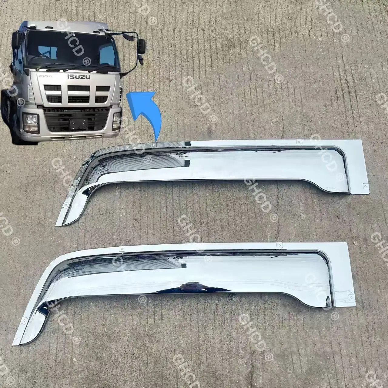 GHCD HIGH QUAITY/FACTORY PRICE CHROME-PLATED SUN VISOR for JAPANESE TRUCK ISUZU-GIGA/HINO/MITSUBISHI/NISSAN factory