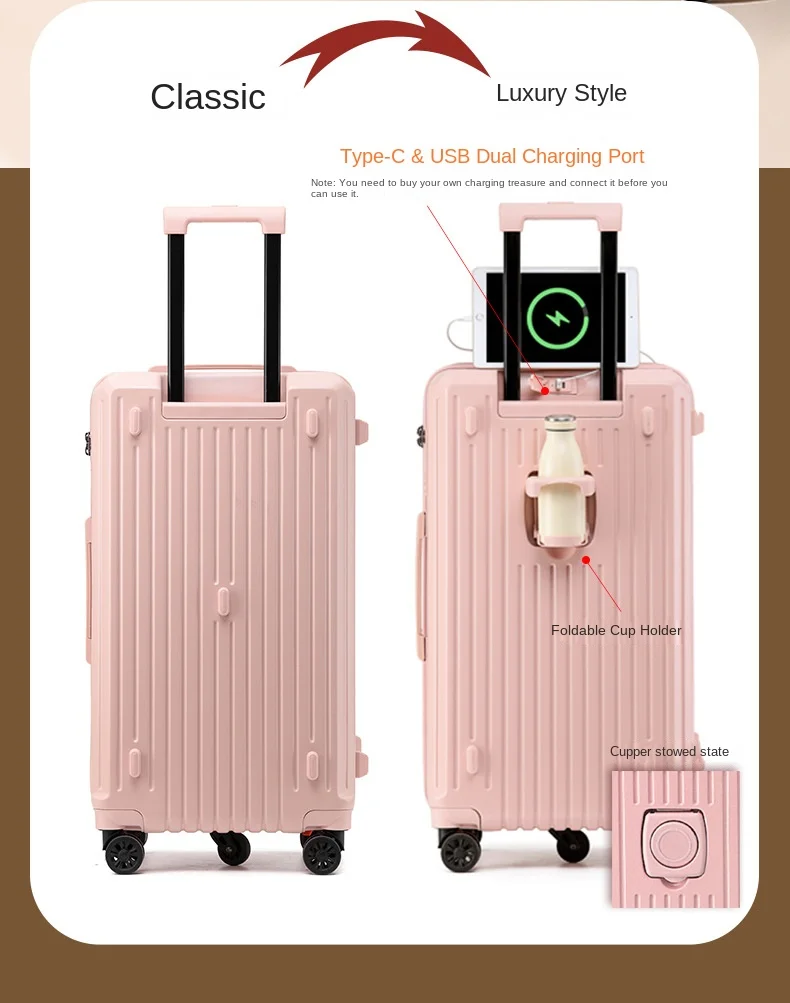 product large capacity 32 inch front open suitcase lightweight durable tsa password lock waterproof zipper luggage with usb travel case-10
