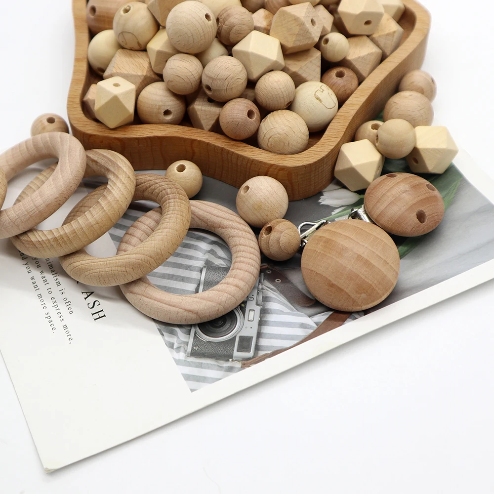 Wood Beads For Baby Teethers Custom Beech Wood Teething Beads