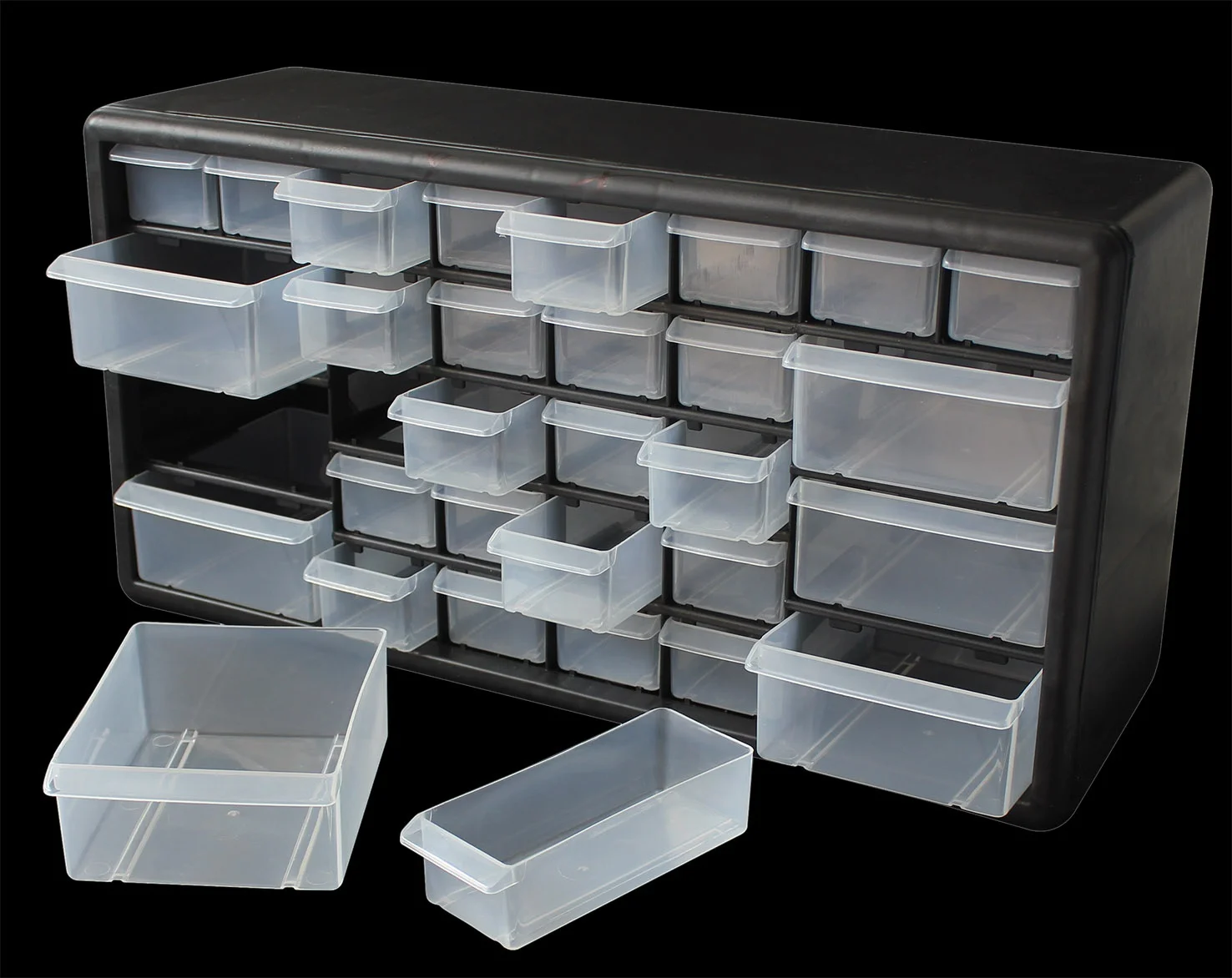 Small Parts Storage Tool Organizer Wall Mount 30-Compartment Clear Drawer Labels 