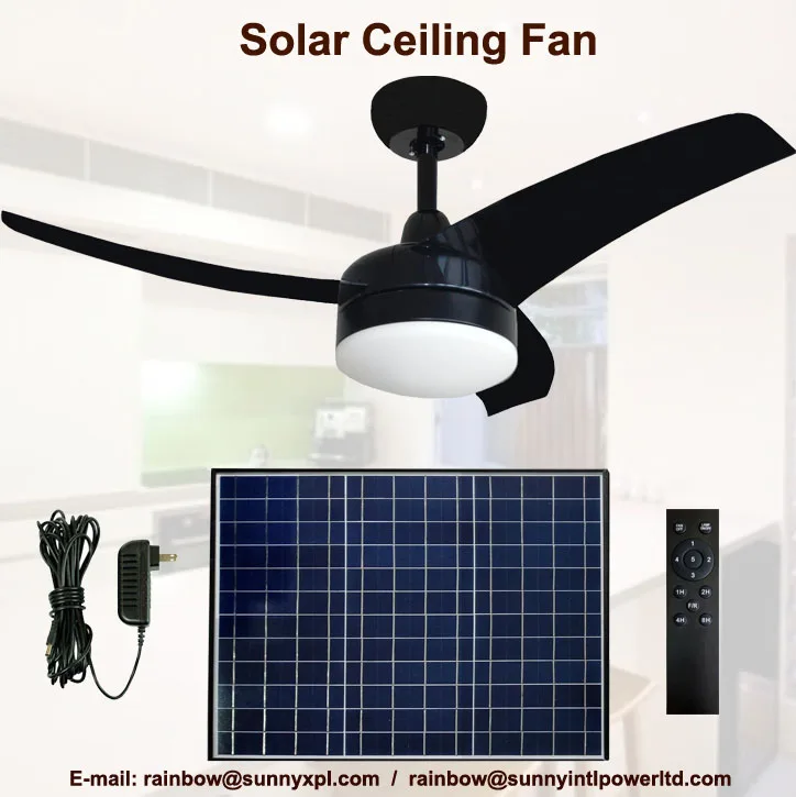 solar powered cooling ceiling fan AC/DC converter 24h runs with brushless motor 