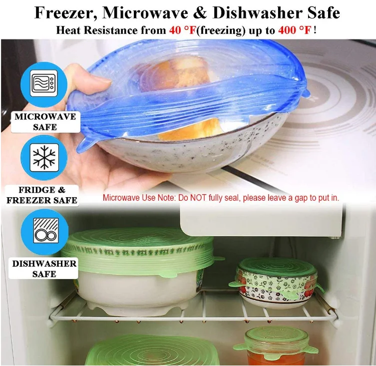 Silicone Sealing Lids 6pcs,Various Sizes Bpafree Silicone Lids