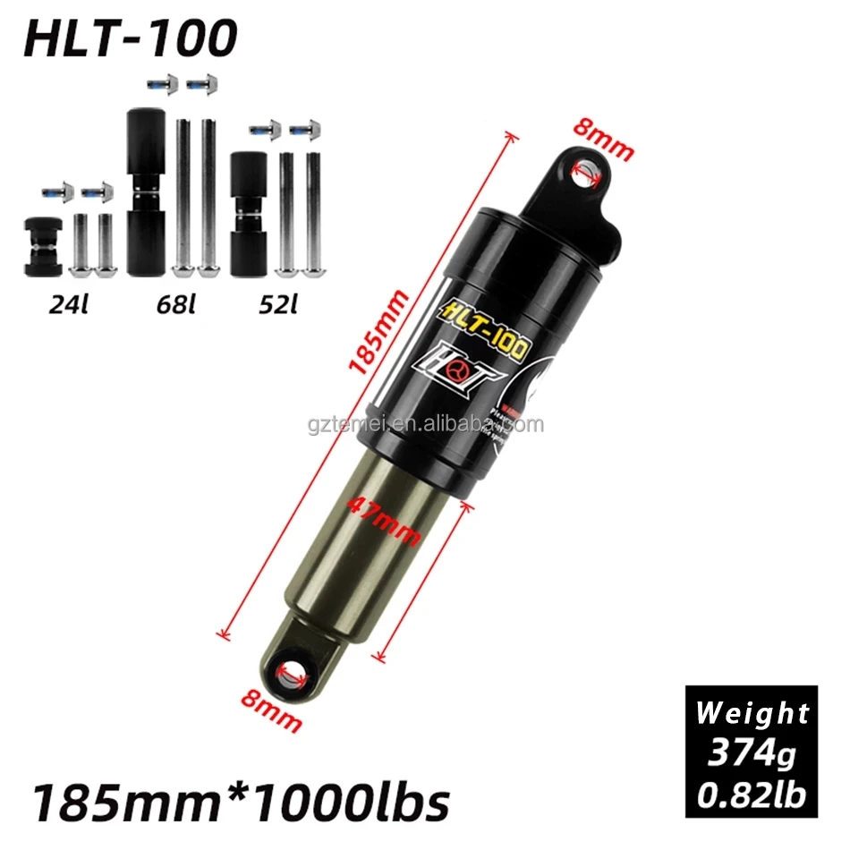 Htl100 Mountain Bike Rear Shocks / 125/150/165 / 185mm 850/1000 Lbs Aluminum Alloy Spring Shock