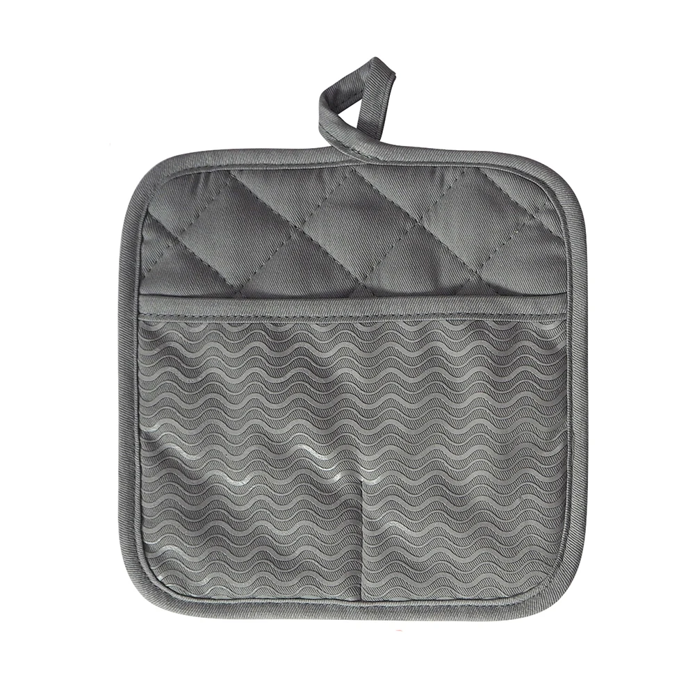Wholesale Quilted Cotton Pot Holder With Pocket And Non Slip Silicone