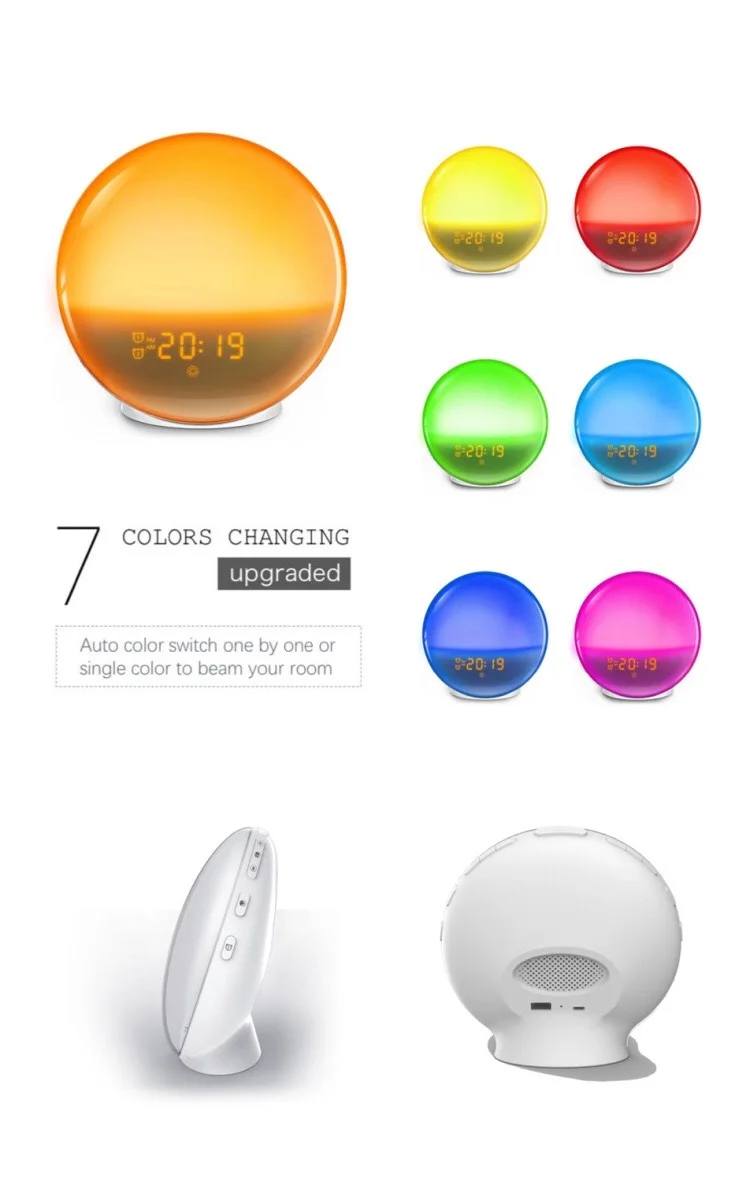 Wireless Sunrise Simulation Lingt Good Quality Wakeup Light Smart Wake Up Night Workday Alarm Clock With Function