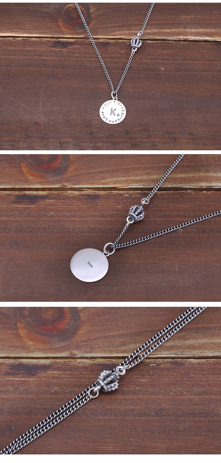 Simple Temperament Personalized Men Chain Engraved Jewelry 925 Sterling