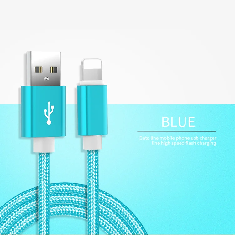 Wholesale zinc alloy usb cable nylon braided for iphone 2.1A fast charger custom usb data charging cable - ANKUX.COM