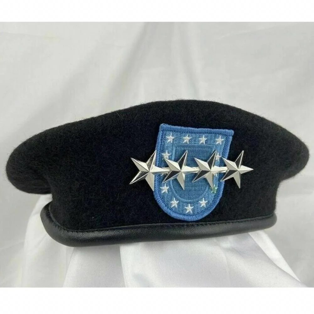 陆军美国步兵团羊毛黑色贝雷帽军官 5 星一般排名徽章