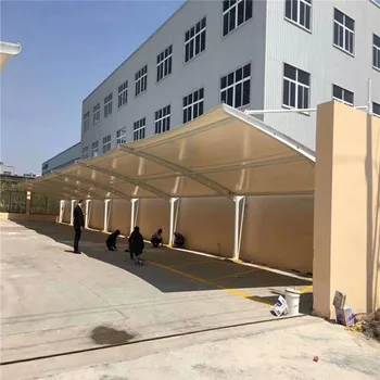 室外停车场遮阳钢结构住房单坡车棚的拱形屋顶pvc面料