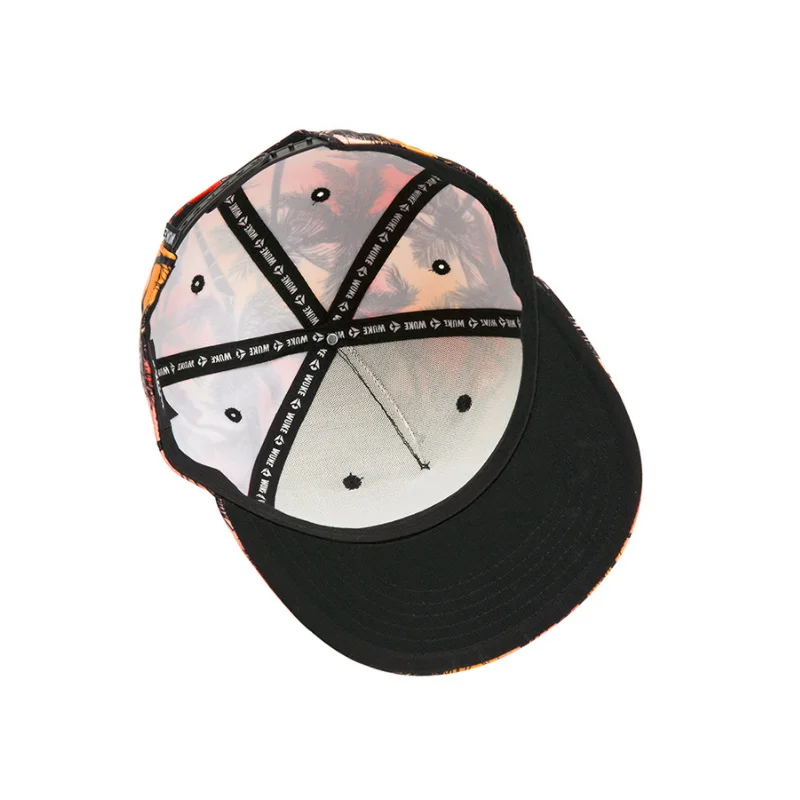 wholesale custom 5 panel trucker cap 3D heat printing coconut tree pattern snapback hat cap