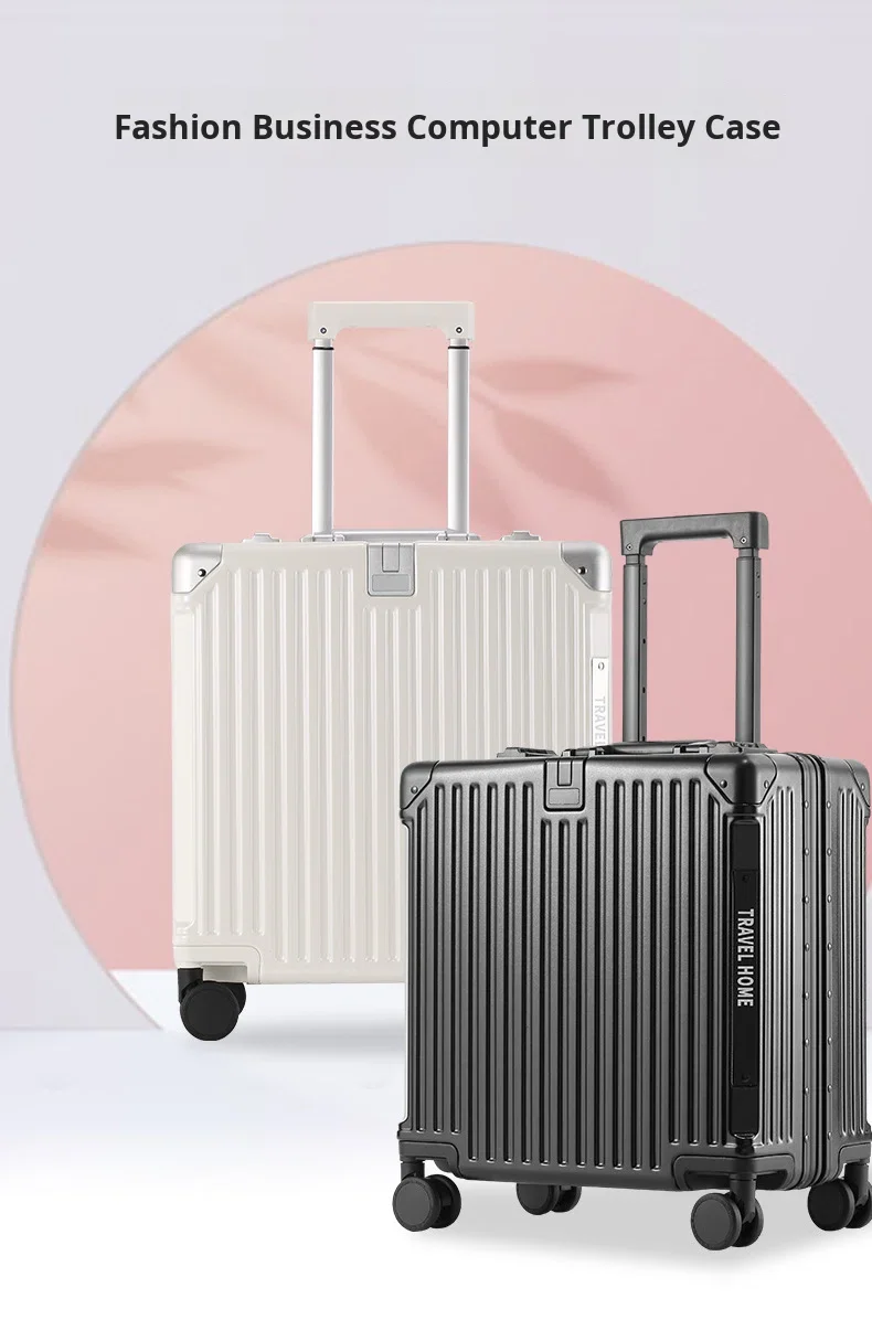 product hot sale unisex 18 inch computer luggage suitcase aluminum frame pc material with tsa lock cup holder and silent wheels-6