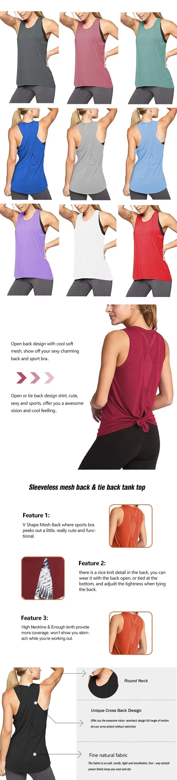 Enerup Custom Logo Female Womens Fashion Summer Exercise Gym Loos Stringer Shirts Athletic Gym Yoga Fitness Tank Bow Tops Set