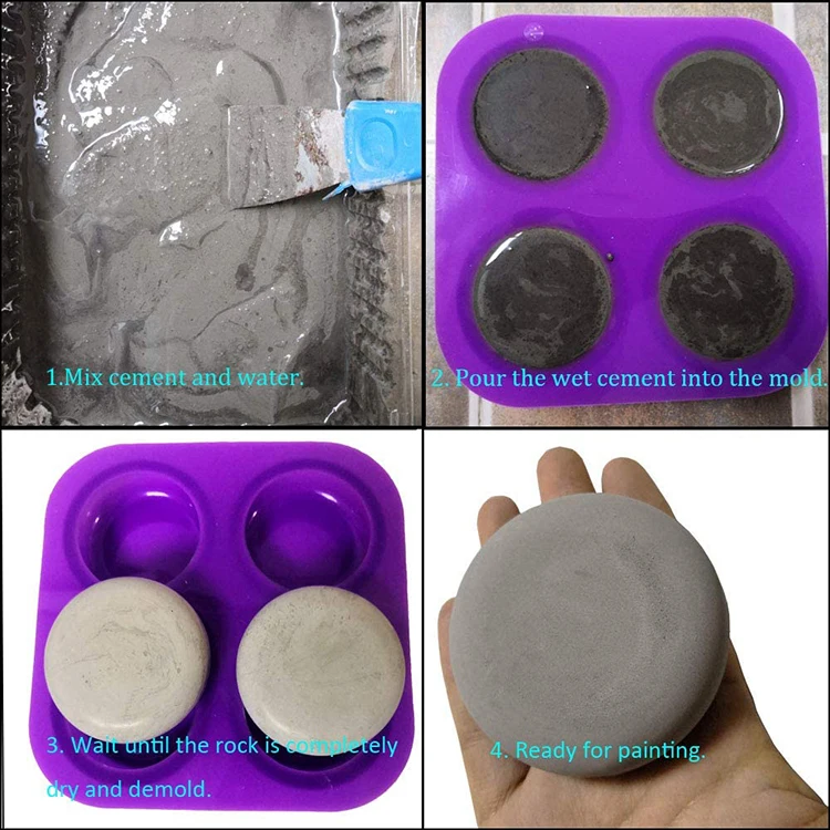 Bpa Free 4 Cavity Round Silicone Mold Circle Silicone Soap Mold No