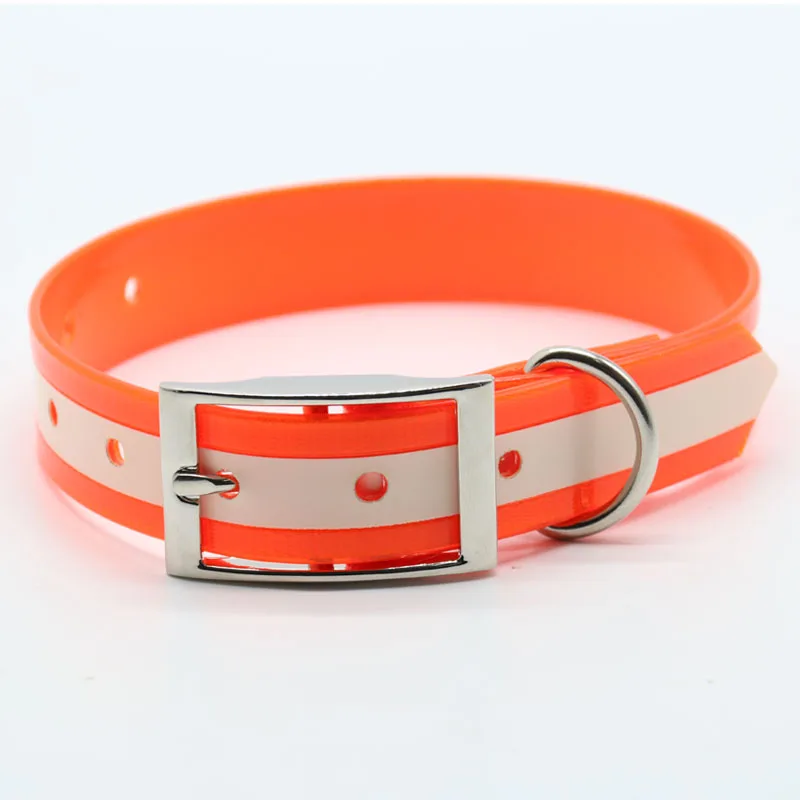 Neon Orange Dayglo Luminous Dog Collars Made With Tpu Coated Nylon