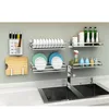 Stainless Steel Shelf Herbs Jar Holder Spice Rack Stand Kitchen Wall Mounted Upper Space Saver Shelving