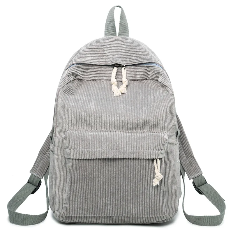 creazrise women fashion school bags mini thicken corduroy backpacks gray STRING RUCKSACK 213 imported CLOSURE Teenager Solid Color Corduroy Backpack