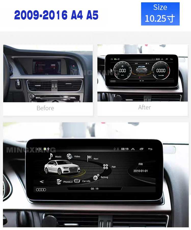 1025screen Navigation For Audi A4 A5 Q5 2008-2015 Android 10 navigation carplay car GPS navigation Car Video Car DVD Player