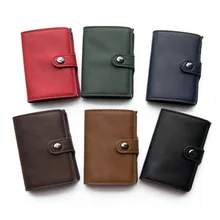 PU/натуральная кожа Rfid Блокировка Кошелек карты всплывающие алюминиевые карты кошелек анти сканирование держатель кредитной карты пользовательский лазерный логотип