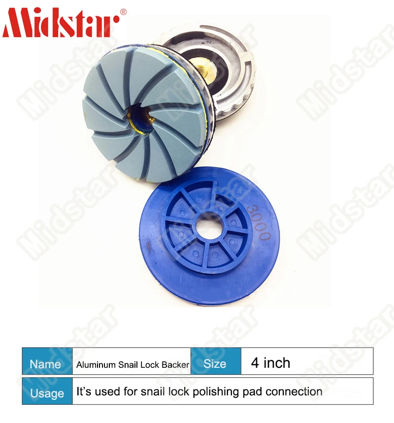 4" Velcro Convex Hook & Loop Backer 5/8"-11 Bowl-shaped polishing pad 7 Pieces 