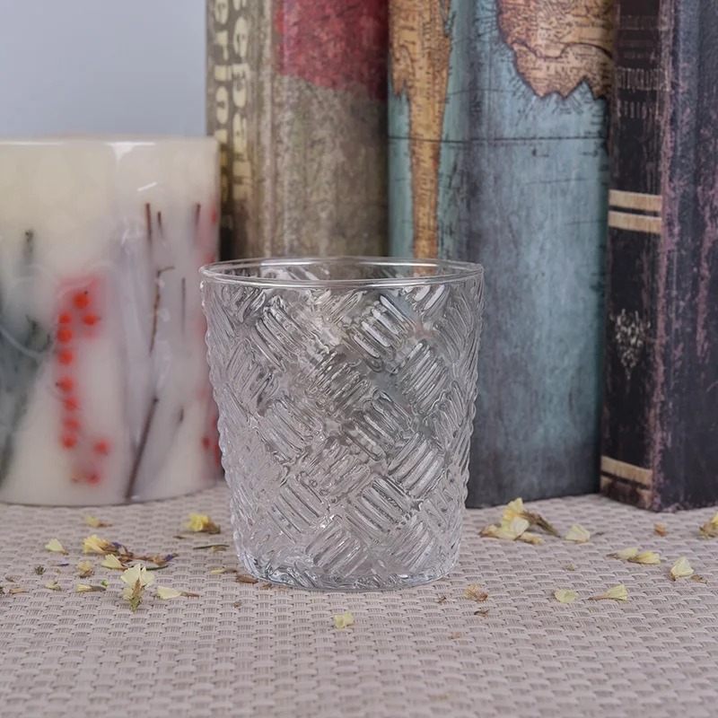 Clear handmade candle container glass tea light candle jar home decorative bulk