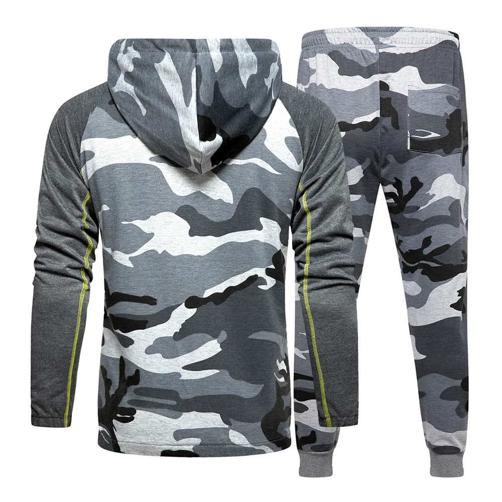 Men Sets Camouflage Casual Tracksuit Outdoor New Camo Jacket Pants Sets ...