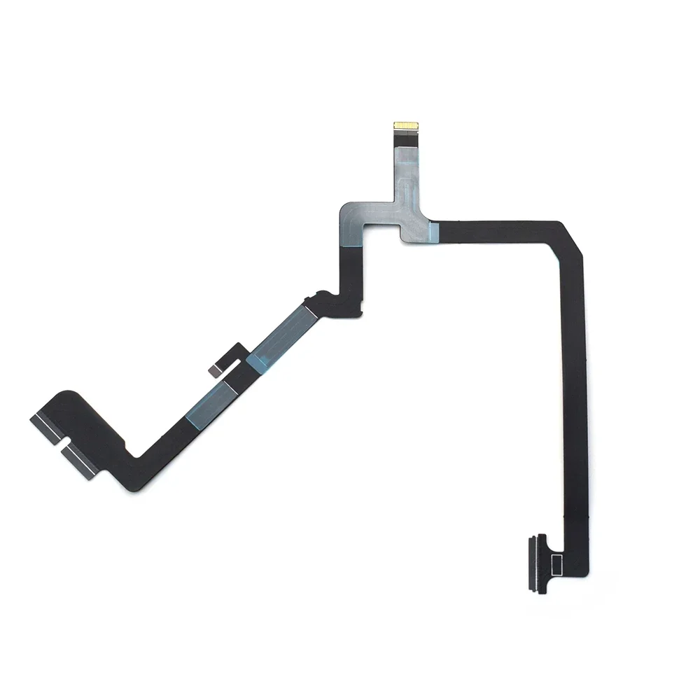 Close-up of DJI Phantom 4 gimbal ribbon cable showing gold-plated contacts and thin FPC substrate