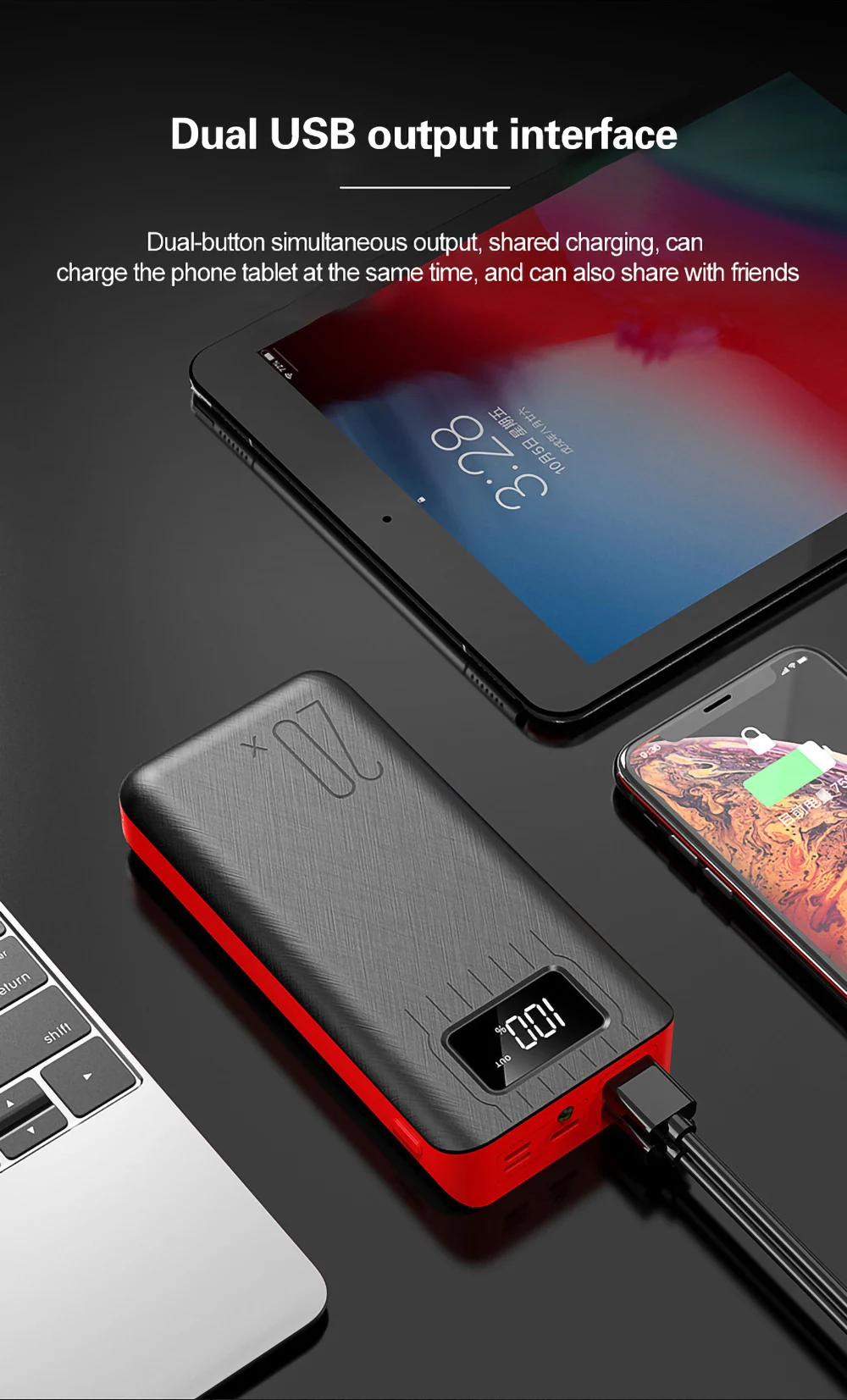 20000mA Powerbank For Apple Type C Micro USB Input Dual USB LED Digital Display Portable Fast Mobile Charger Power Bank 20000mAh - ANKUX.COM
