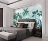 Nordic hand-painted mural wallpaper 3d tropical forest plant elephant marbled wallpaper home decoration