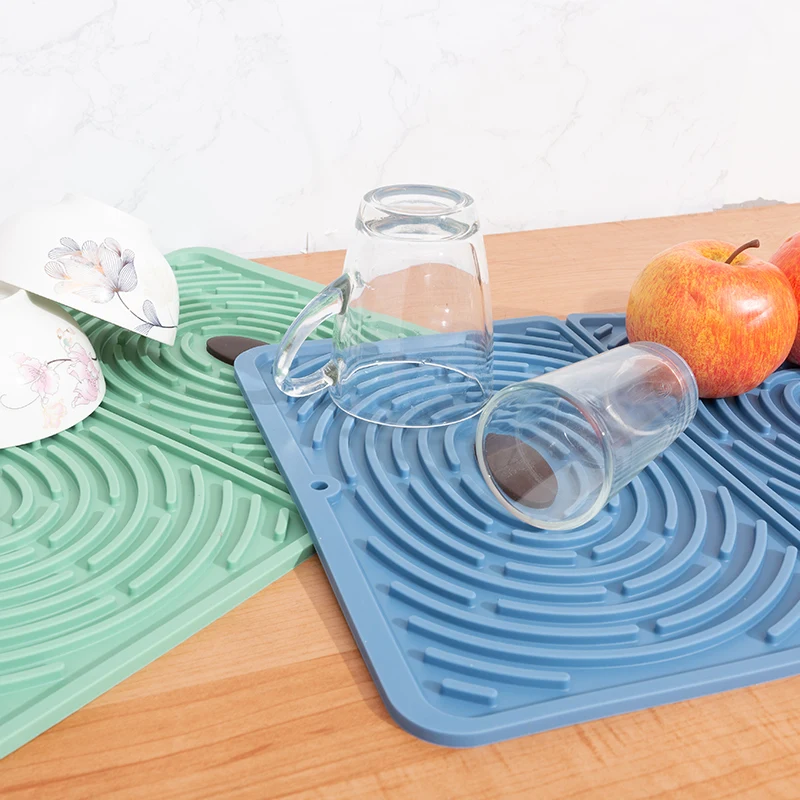 

Silicone Kitchen dish drainer drying drain plate rack for dish silicone kitchen leaking pad, According to pantone color