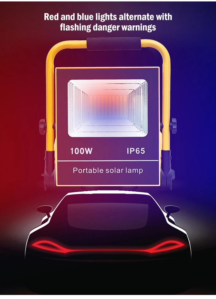 Outdoor Rechargeable USB Charging Emergency Lamp Ip66 Waterproof 50watt 100watt LED Solar Power Flood Light