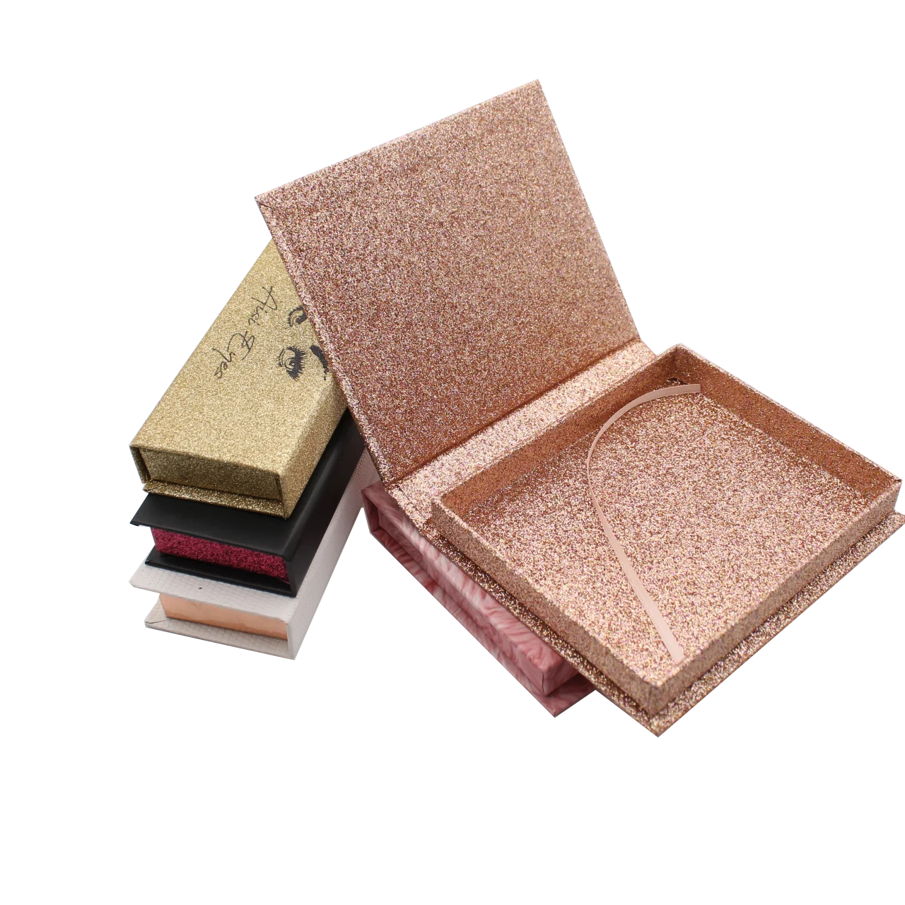 Private Label Eyelashes Case,Custom Round Mink Eyelash Box Empty Lash