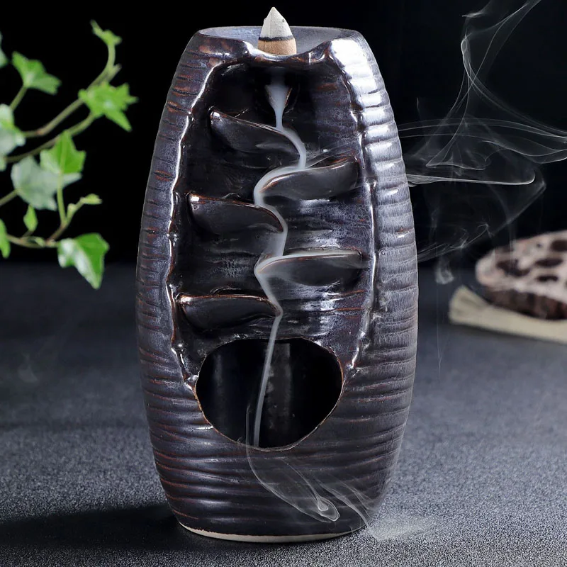 Ywbeyond Home Decoration Ceramic Aromatherapy Burning Smoke Waterfall Backflow Incense Burner stick holder