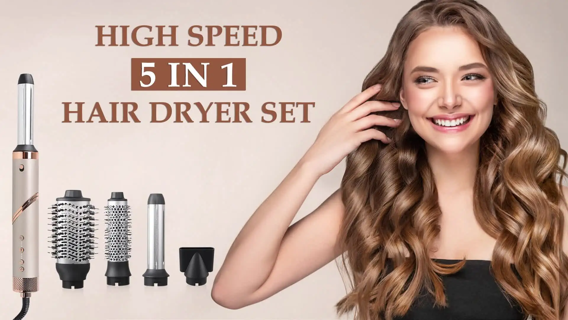 6IN1 ヘアドライヤーブラシセット高速 110 000 RPM イオンホットエアスタイラーヘアドライヤー自動カーリングワンド 30/40 ミリメートル ヘアドライヤーブラシ6 in 1ヘアスタイラー110000RPM高速イオンヘア