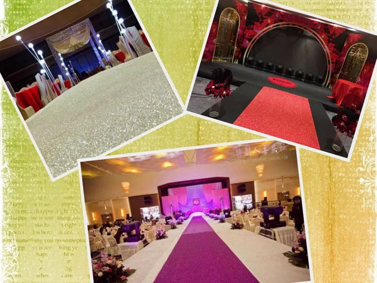 Glitter Non Woven Fabric Carpet For Wedding Ceremony Gold Aisle Runner