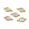 Gold Plated Brass Edge Pendant Teardrop White Shell Charm Connector Beads For Bracelet Necklace Jewelry Making