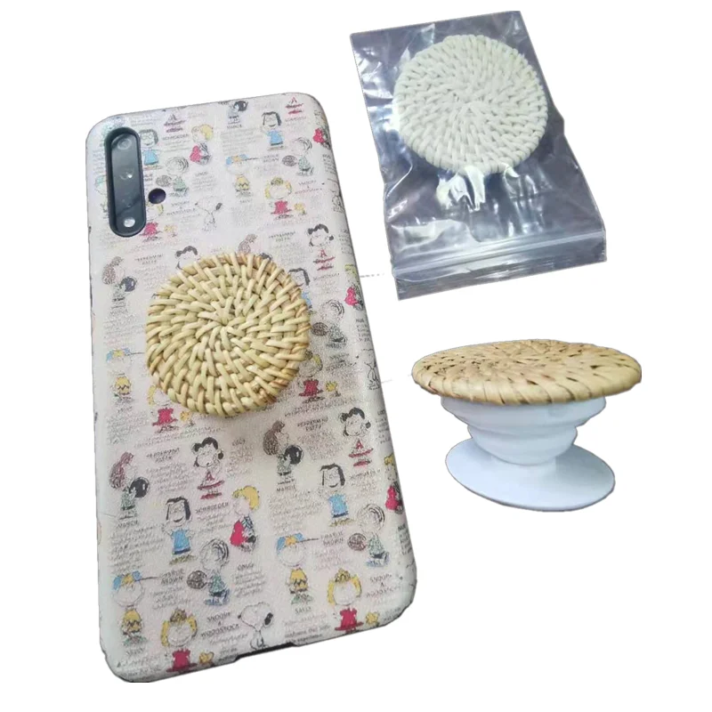 

Factory directly supply Wholesale High Quality Free Custom rattan Phone Stand Socket mobile Phone Holder