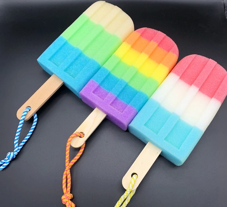 2023 Newest Popsicle Cute Shower Sponges Soft Bathing Scrub For Kids