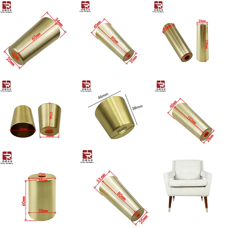  Chair Sofa Leg Cover Bevel Brass Table Feet Leg Covers 