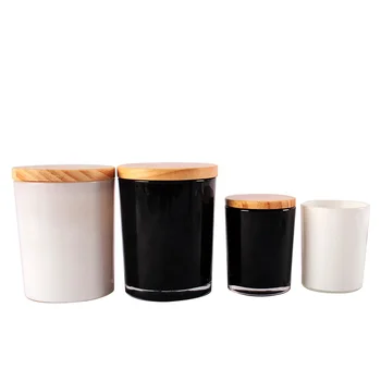 Hot Sale Matte White Tea Light Candle Jar With Wooden Lid Glass Candle ...