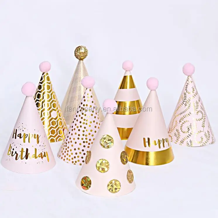 Pack of 9 Black,Gold Amosfun Happy New Year Party Hats Fancy New Year Paper Cone Hat Cheers New Year Party Favors for New Years Eve Party Decorations 