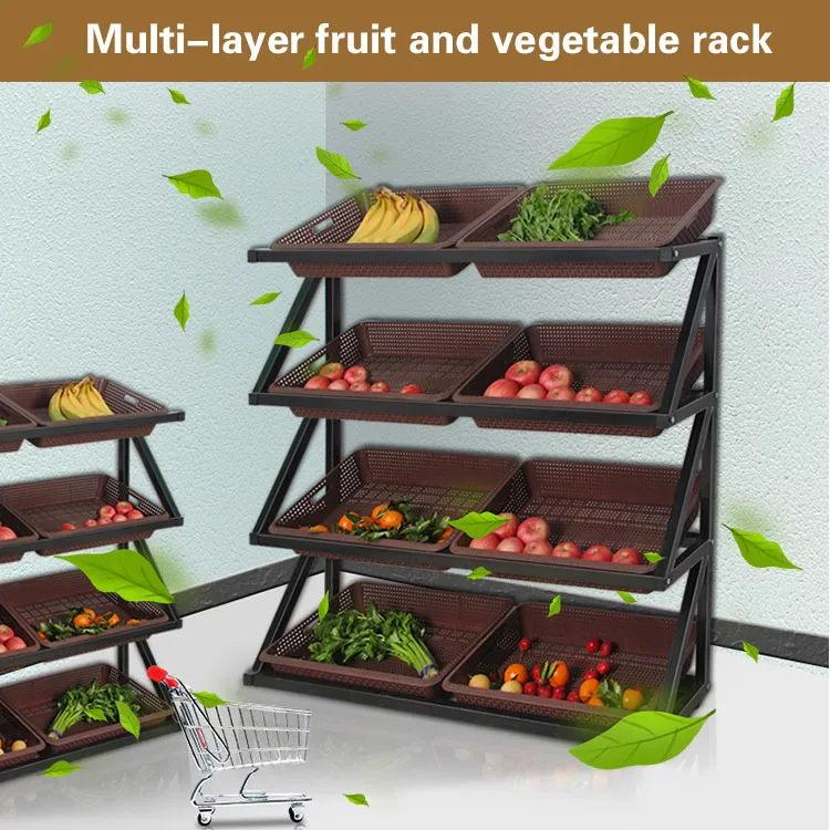 Folding Single Sided With Plastic Basket Low Price Fruit Rack For