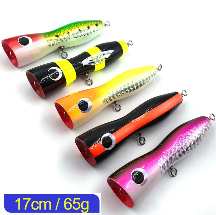 New Desgin 65g 17cm Topwater Wooden Popper Lure Surface Popping Lure
