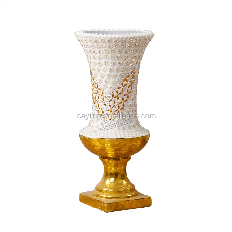 Large Luxury Modern Gold Glass Mosaic Wedding Floor Stand Vase