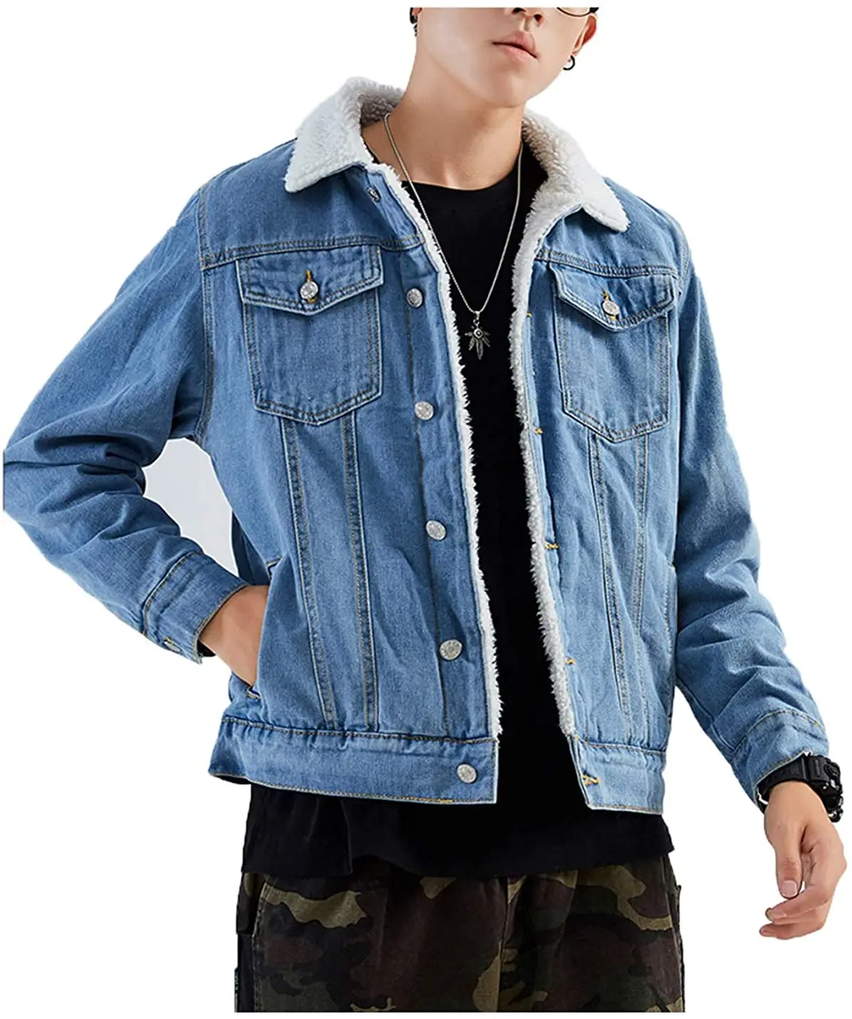 Men's Winter Sherpa Lined Denim Jacket 