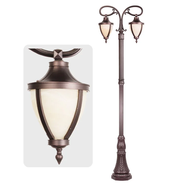 High quality outdoor decorative antique cast iron aluminum single head double arms Triple arms street lamp post led garden pole