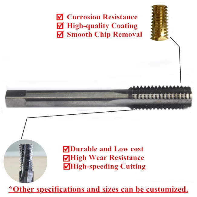 Tungsten Cemented Carbide Straight Groove Tap Auger Fluted Tap For