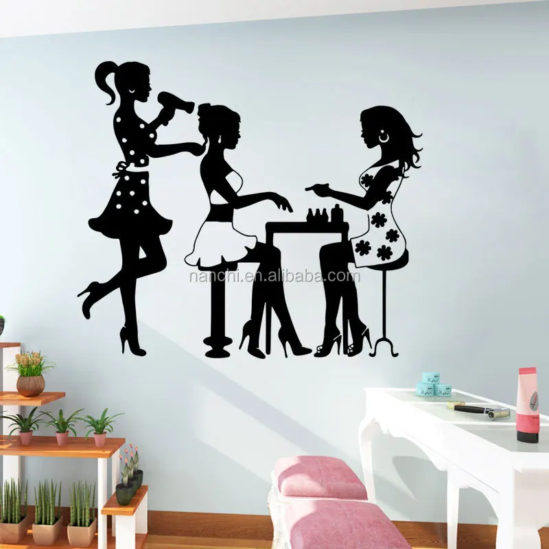 Beauty Blowing Hair Salon Nail Craved Sticker Home Decor Living Room  Bedroom Barber Shop Wall Decal Pvc Removable Mural Sticker - Buy Hair Salon  Nail Craved Sticker,Vinyl Wall Decal Stickers,Pvc Removable Mural