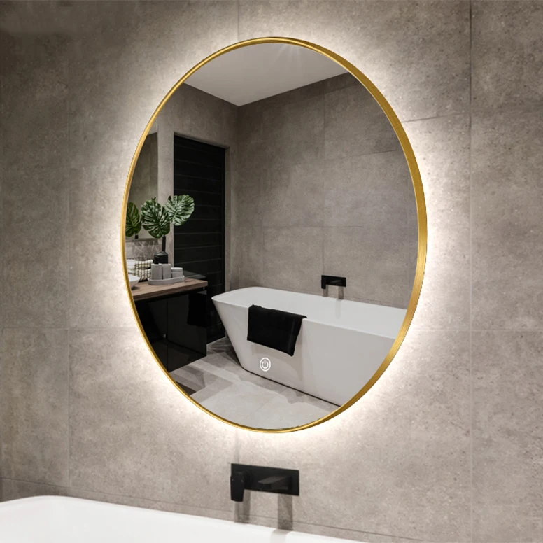 Custom Made Oval LED Lighted Bathroom Wall Mounted Mirror with Adjustable Warm White Daylight Lights