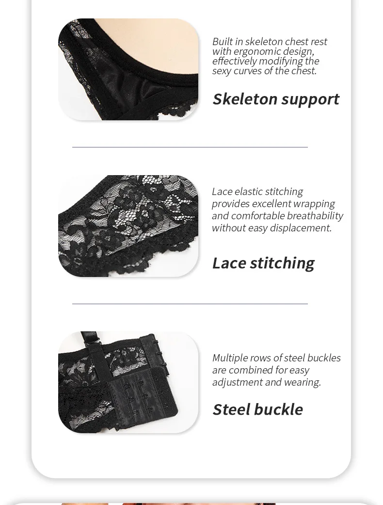 Wholesale Cross-Border Plus Size Underwear Anti-Sagging Adjusted-Straps Bra Breathable Steel Ring Large Cup for Small