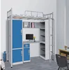 Flat packing KD structure steel bunk bed with wardrobe,desk,bookshelf